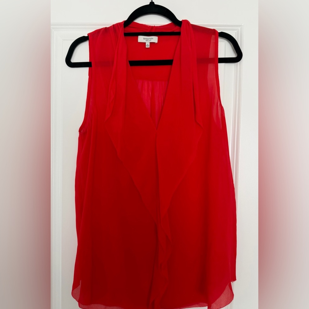 Babaton Sleeveless Red Draped V-Neck Camisole